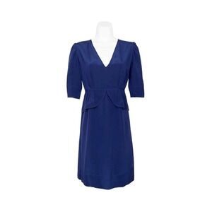 Stella McCartney Silk Dress Puff Sleeve Peplum Detail Royal Azure Blue Size 36